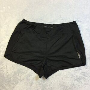Reebok Athletic Running Shorts Size L Womans Black Brief Lined Pull-on High Rise